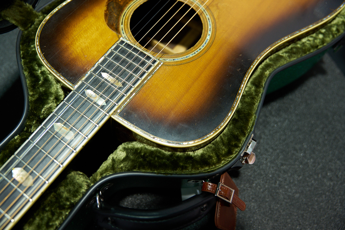 Shot of the guitar in the case